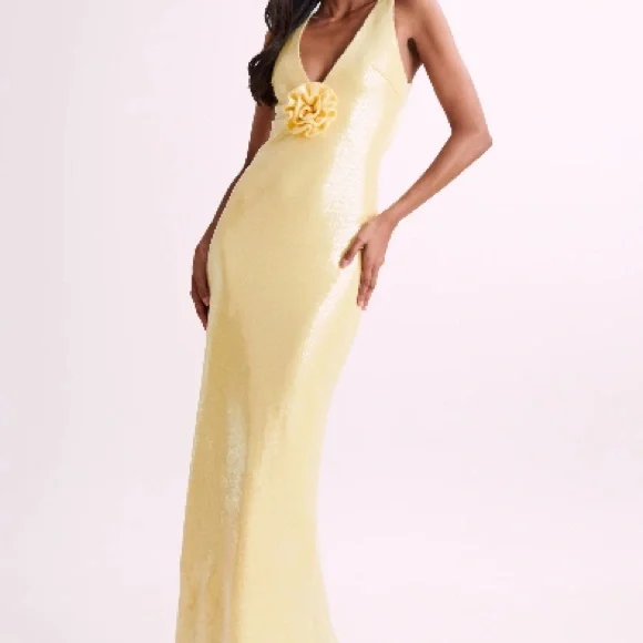 Eliza Rose Yellow Sequin Evening Gown - Picture 6 of 14